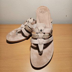 NWOB UGG AUSTRALIA Size 8 Beige Cork Wedge Sandals 1016660 Maddie‎ NEW